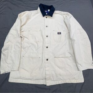 Dickies Men’s Vintage Canvas Work Jacket Cream Flannel Lined Size XL